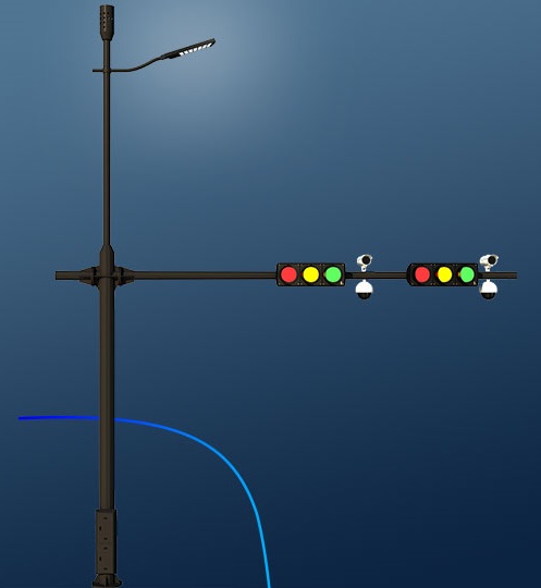 交通信號燈與路燈監(jiān)控桿共桿